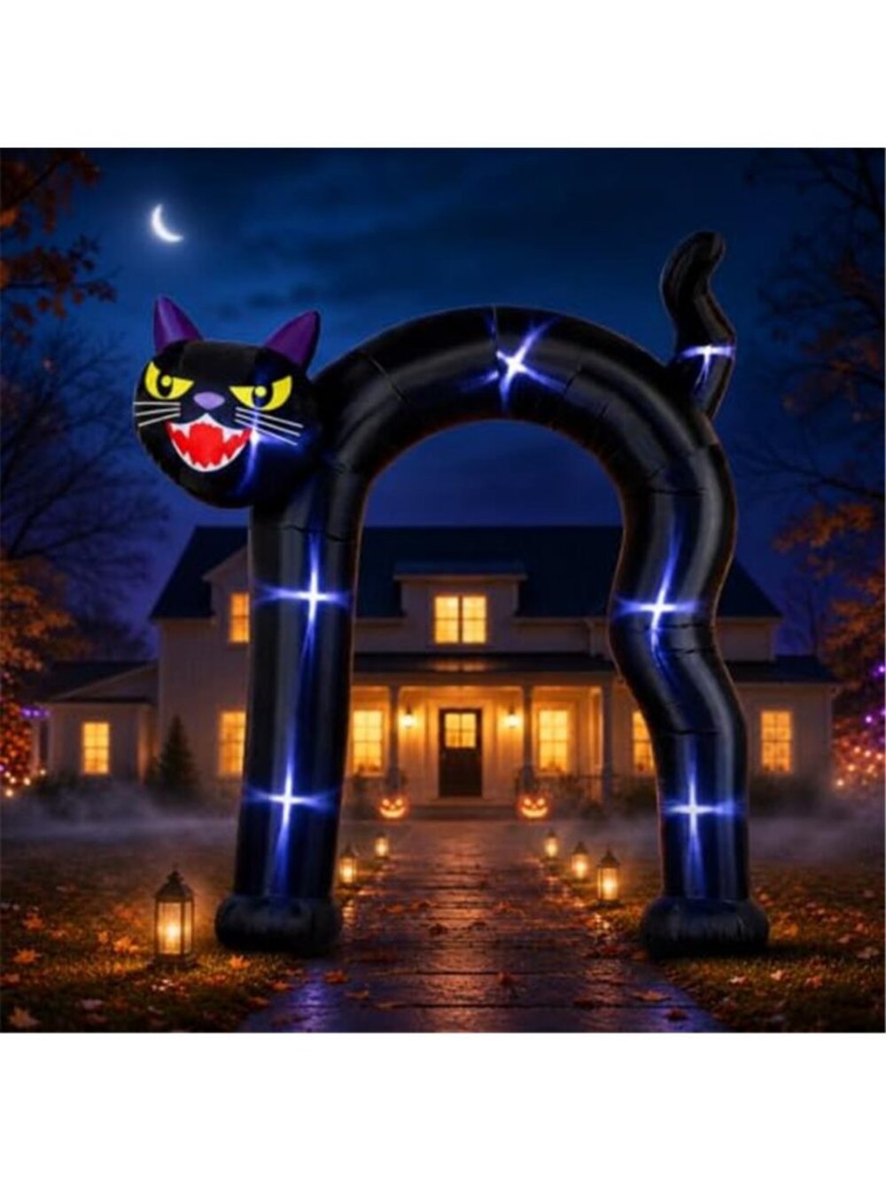 10 ft Tall Halloween Inflatable Black Cat Archway Outdoor Decor